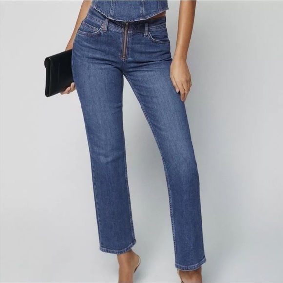 NEW REFORMATION Julianna Zip MidRise Straight Jeans Exposed Zip Mesa Stretch 26 - Picture 1 of 13